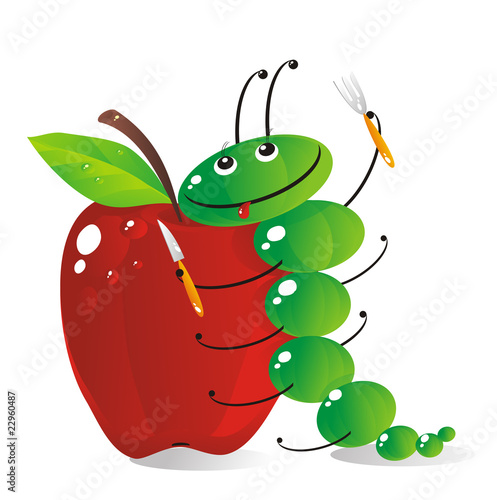 Hungry caterpillar. Cartoon.