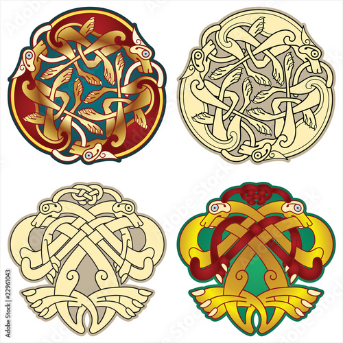 abstract celtic color design works - zoomorph motifs