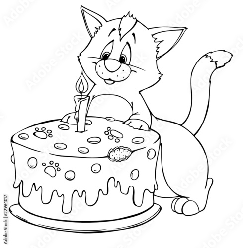 Geburstag, Geburtstagstorte, Torte, Katze, Geburtstagskarte