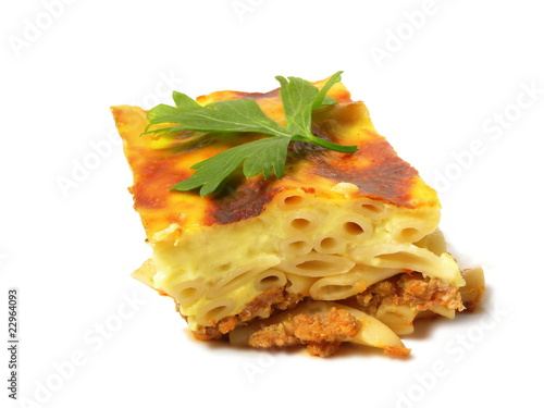 Casserole of macaroni .Greek pastitsio.