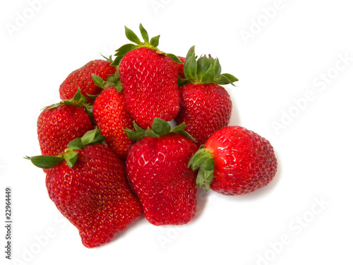 juicy ripe strawberries isolated on white background