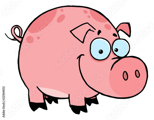 Happy Smiling Pink Pig With Spots