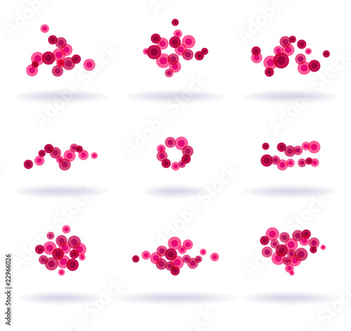 set of nine red symbols, vector illustration