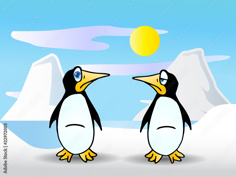 Obraz premium two Cute cartoon penguin