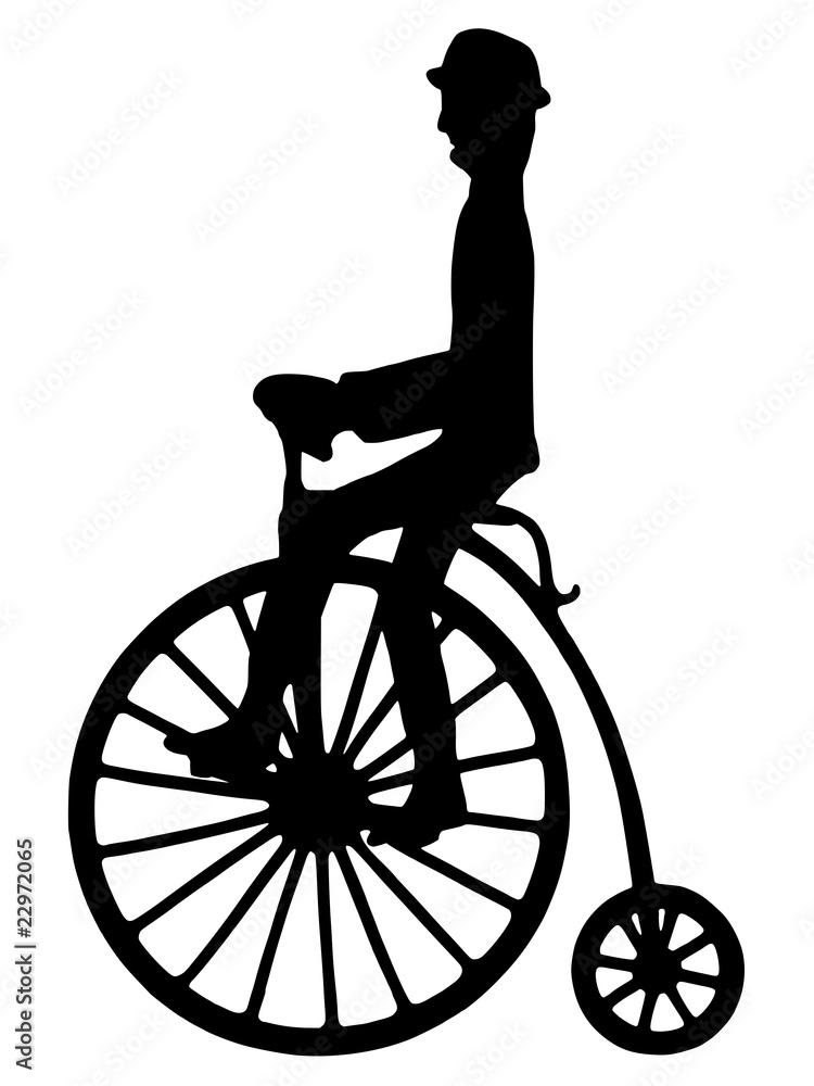 Vector silhouette of a rider on an old-fashioned bicycle Vector silhouette of a rider on an old-fashioned bicycle