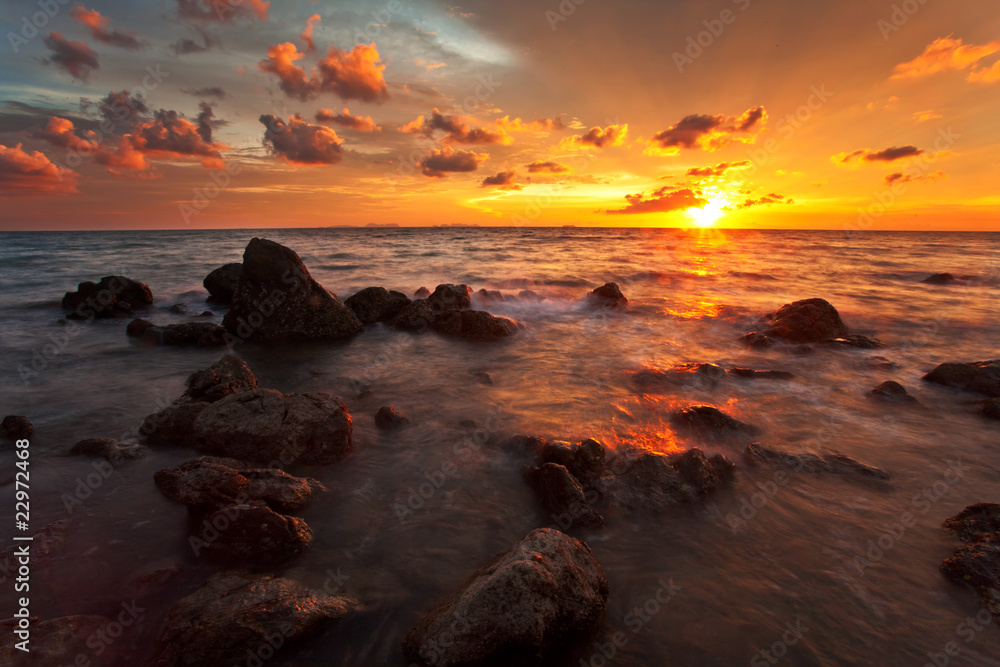 Tropical sunset in the sea. Thailand