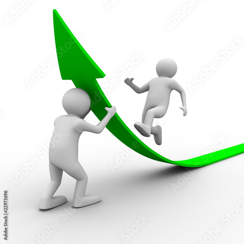 man climb red arrow. Isolated 3D image
