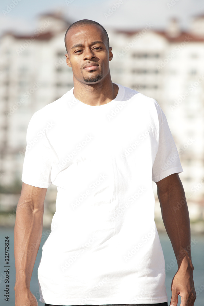 Handsome black man in a white shirt Handsome black man in a white shirt