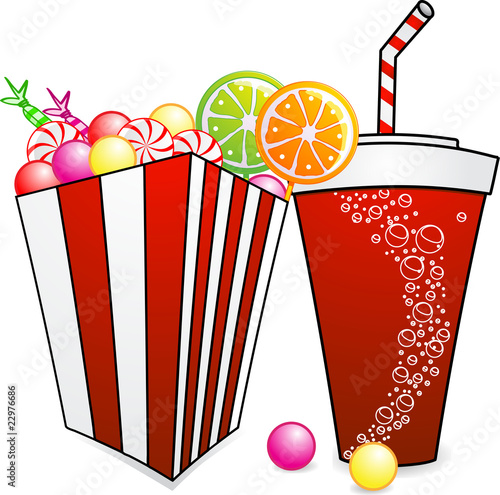Pick and mix sweets and a soda