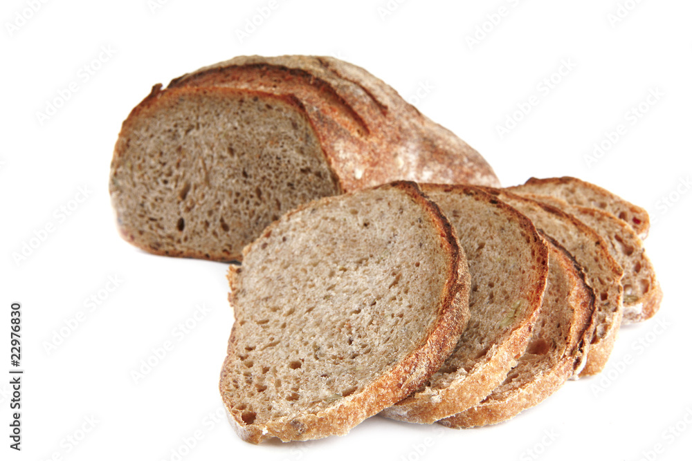 sliced bread on white