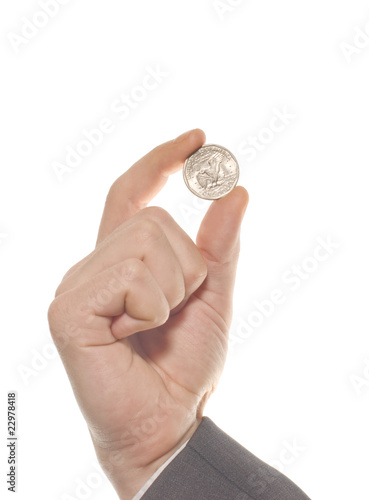 businessman's hand with one dollar isolated on white background