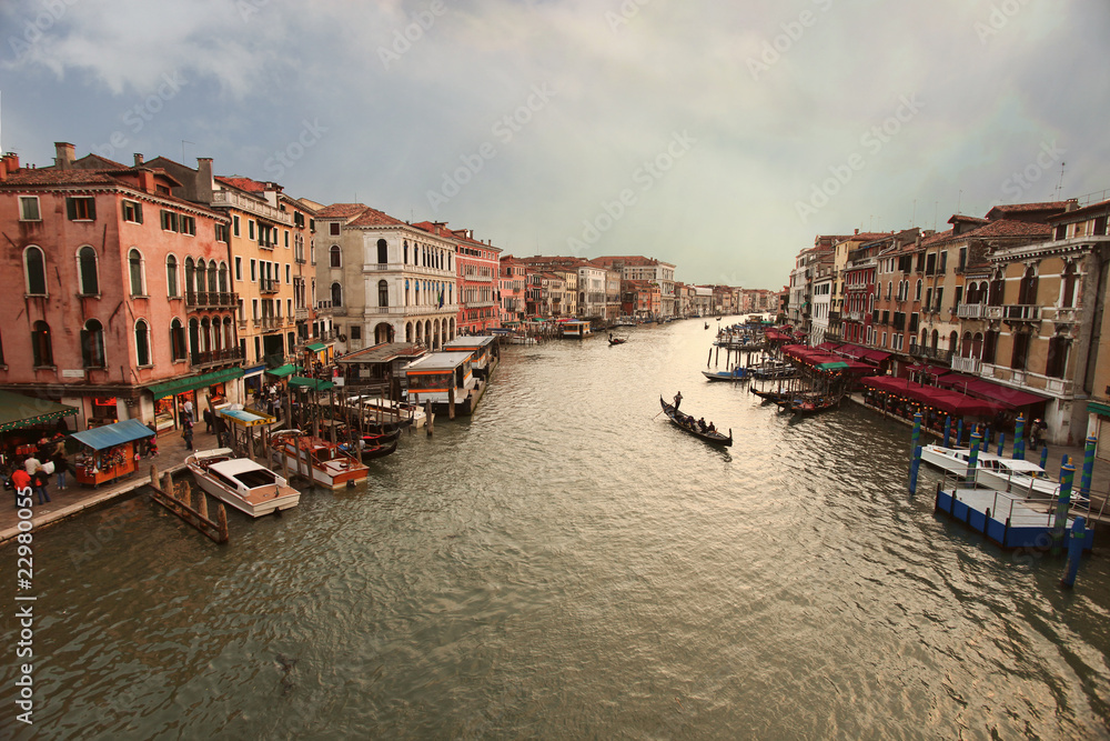 Venice, View from Rialto Bridge. Italy