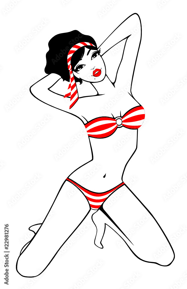 Obraz premium Beautiful pin-up girl in retro style