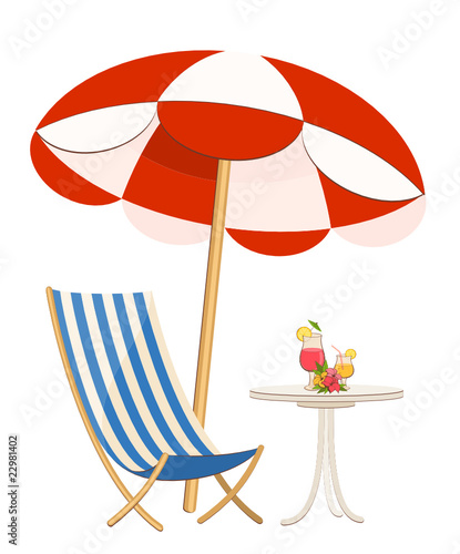 dinner-wagon with a cocktail, umbrella sunshade