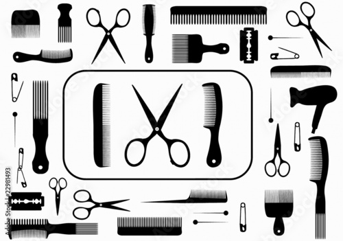 collection beauty hair salon or barber accessories