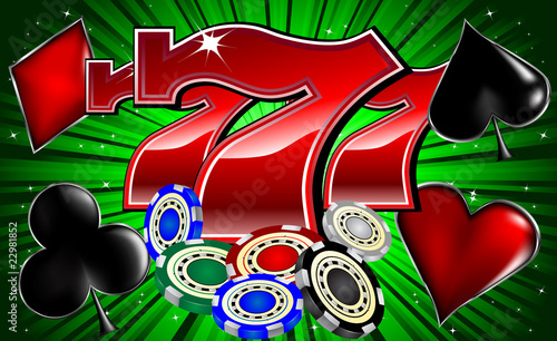 casino chips poker signs and lucky seven font