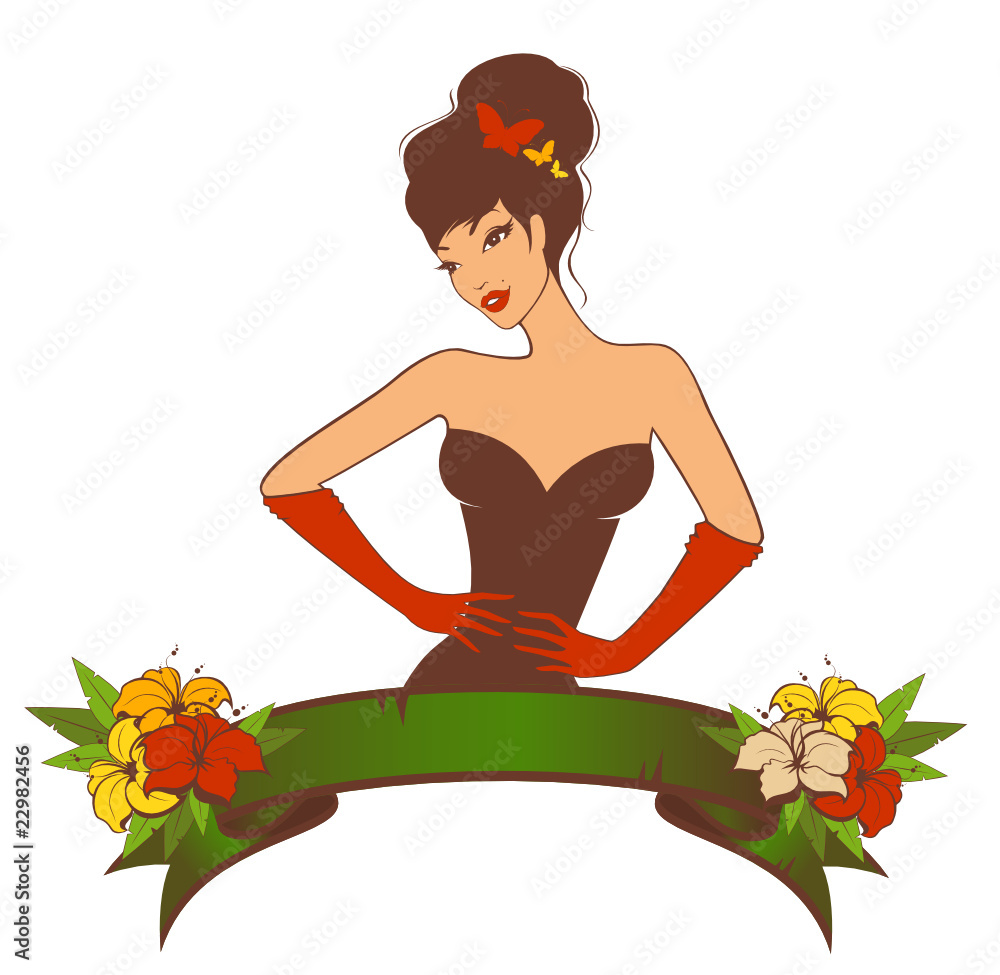 Obraz premium Beautiful pin-up girl in retro style