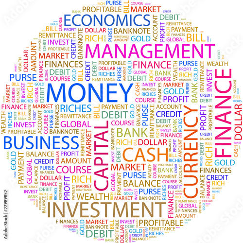 MONEY. Illustration with different association terms.