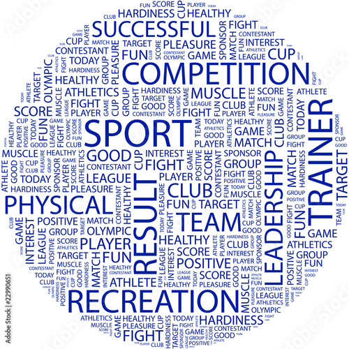 SPORT. Collage with association terms on white background.