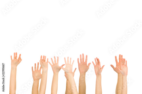 Many hands high up