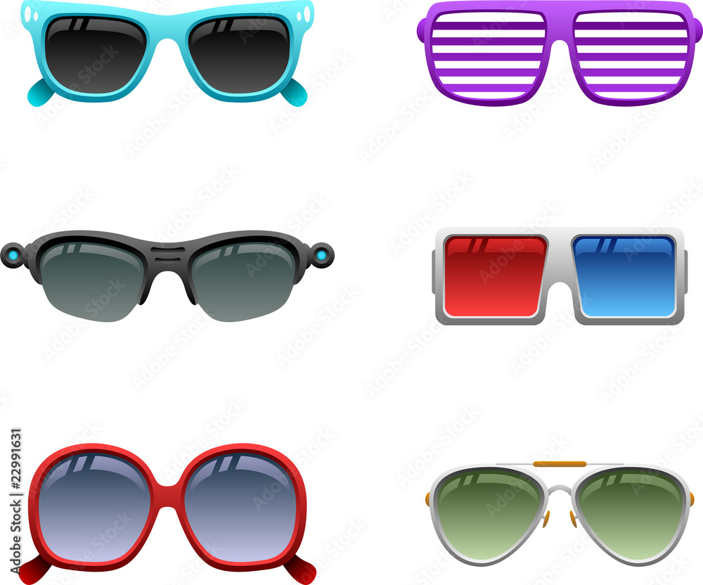Sunglasses icon set. To see the other vector sunglasses illustrations , please check Glasses collection.