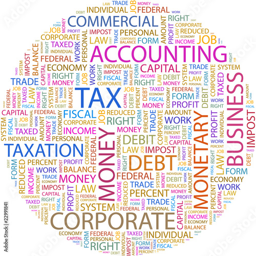 TAX. Illustration with different association terms.