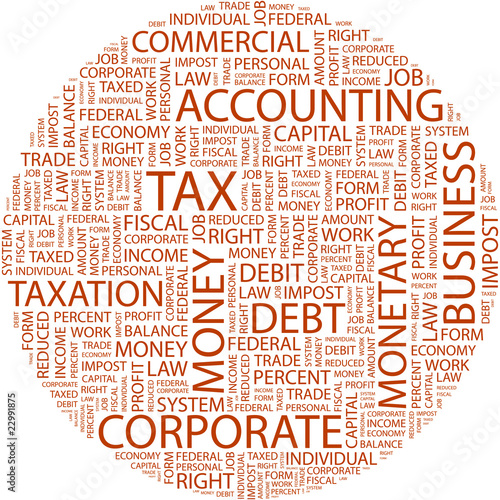 TAX. Word collage on white background.