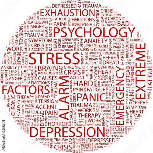 STRESS. Word collage on white background.
