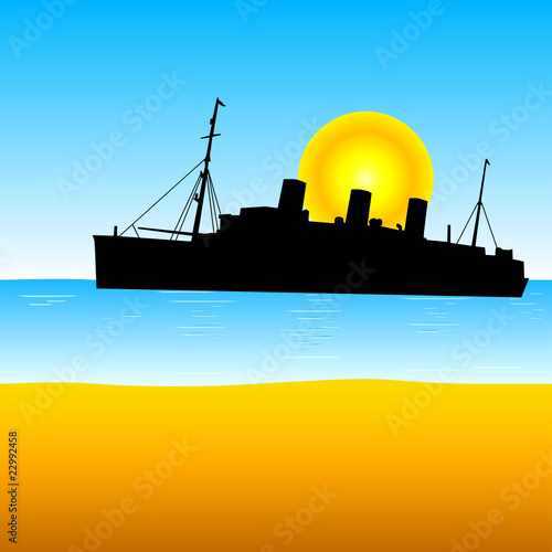 ship on the ocean vector illustration