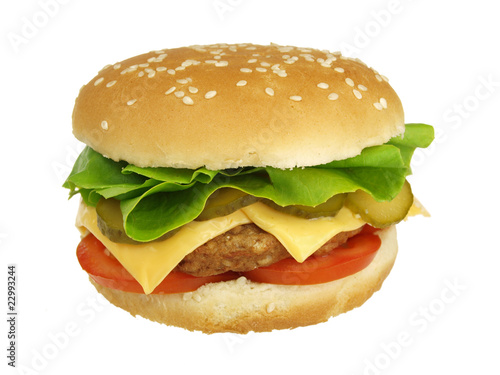 Delicious hamburger isolated on white background