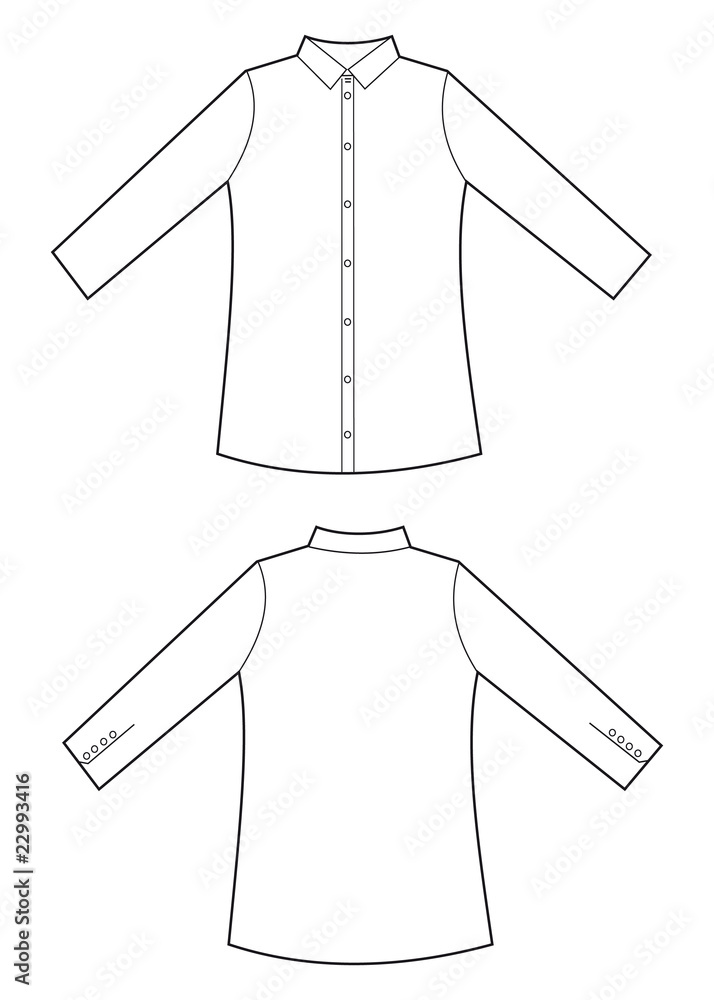 Deliberar intelectual Agregar camisa manga larga mujer blanca Stock Vector | Adobe Stock