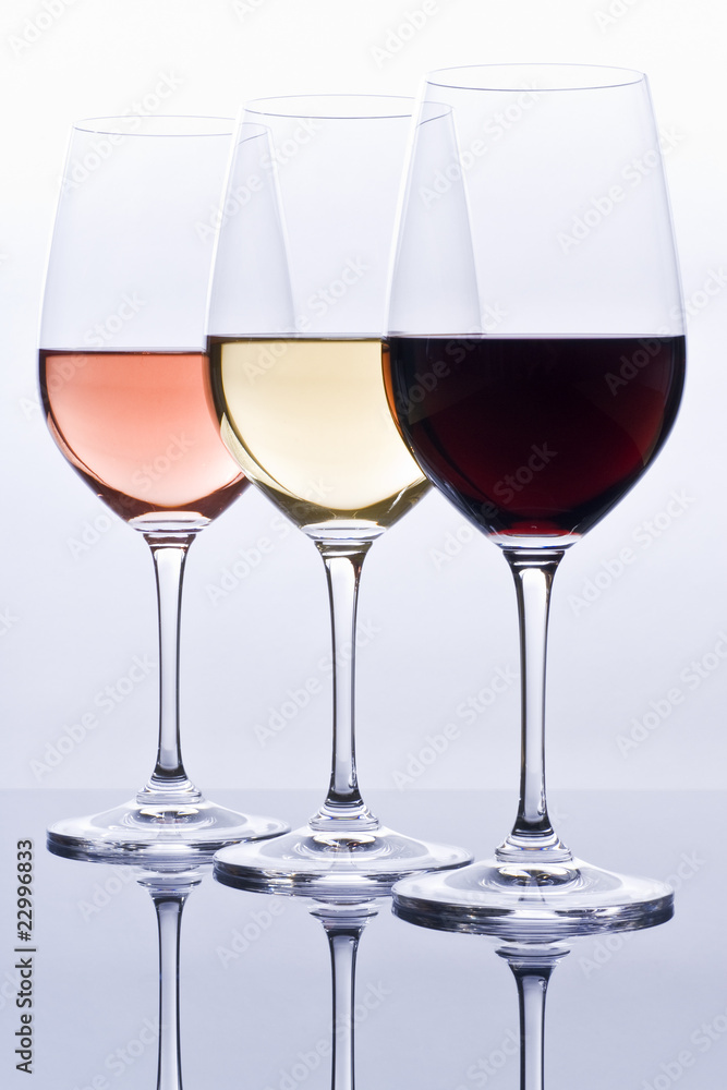 Wine Glasses Filled with Colorful Wine