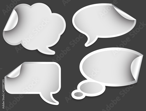 Set of white comic clouds and bubbles as stickers