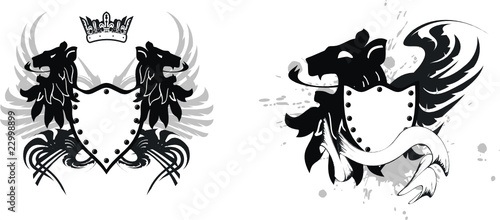 heraldic coat of arms lion shield in vector format 