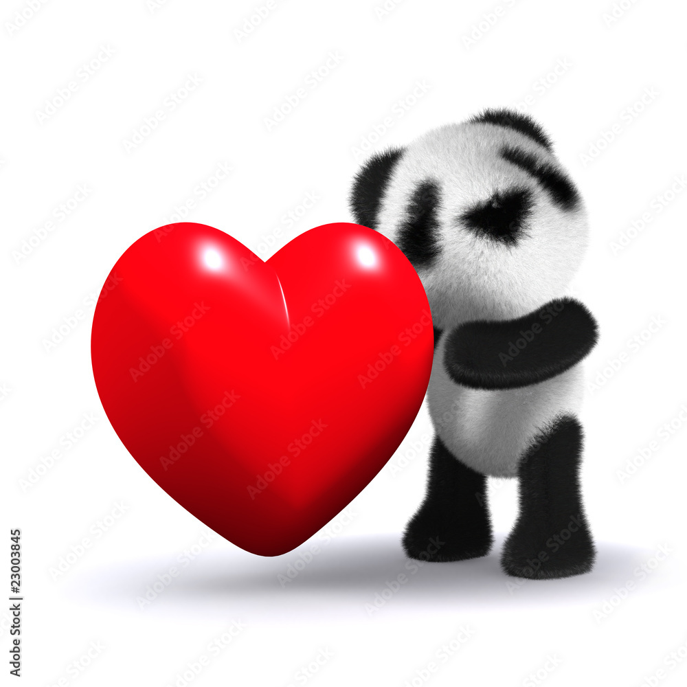 Ταπετσαρία 3d Baby panda is in love