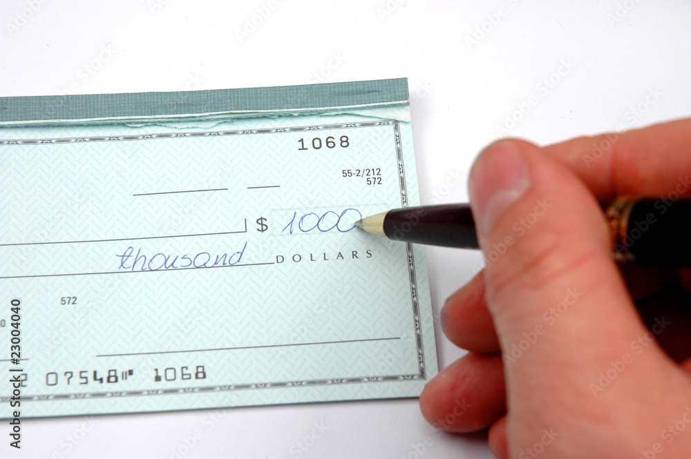 Writing a check Writing a check