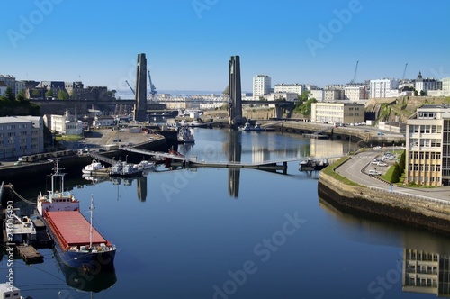 Foto ville de Brest et le pont de Recouvrance,bretagne