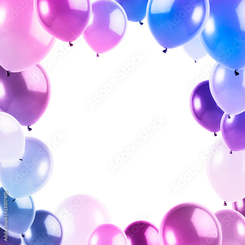 Illustrazione Stock cornice quadrata con palloncini rosa e azzurri