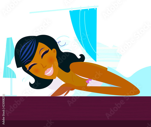 Time to sleep: Young woman is sleeping in the bed