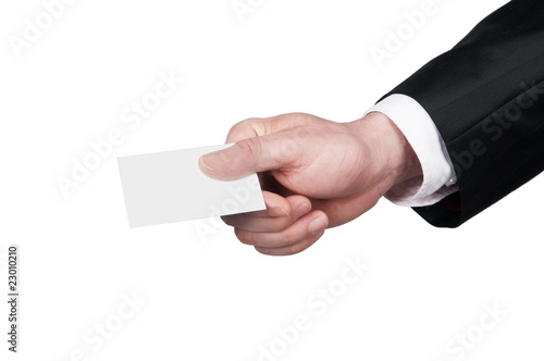 Hand with business card