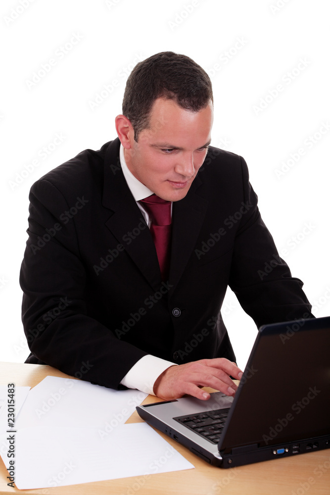 businessman looking to computer businessman looking to computer