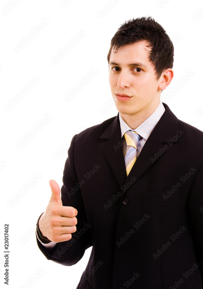 young business man thumbs up, isolated on white background young business man thumbs up, isolated on white background