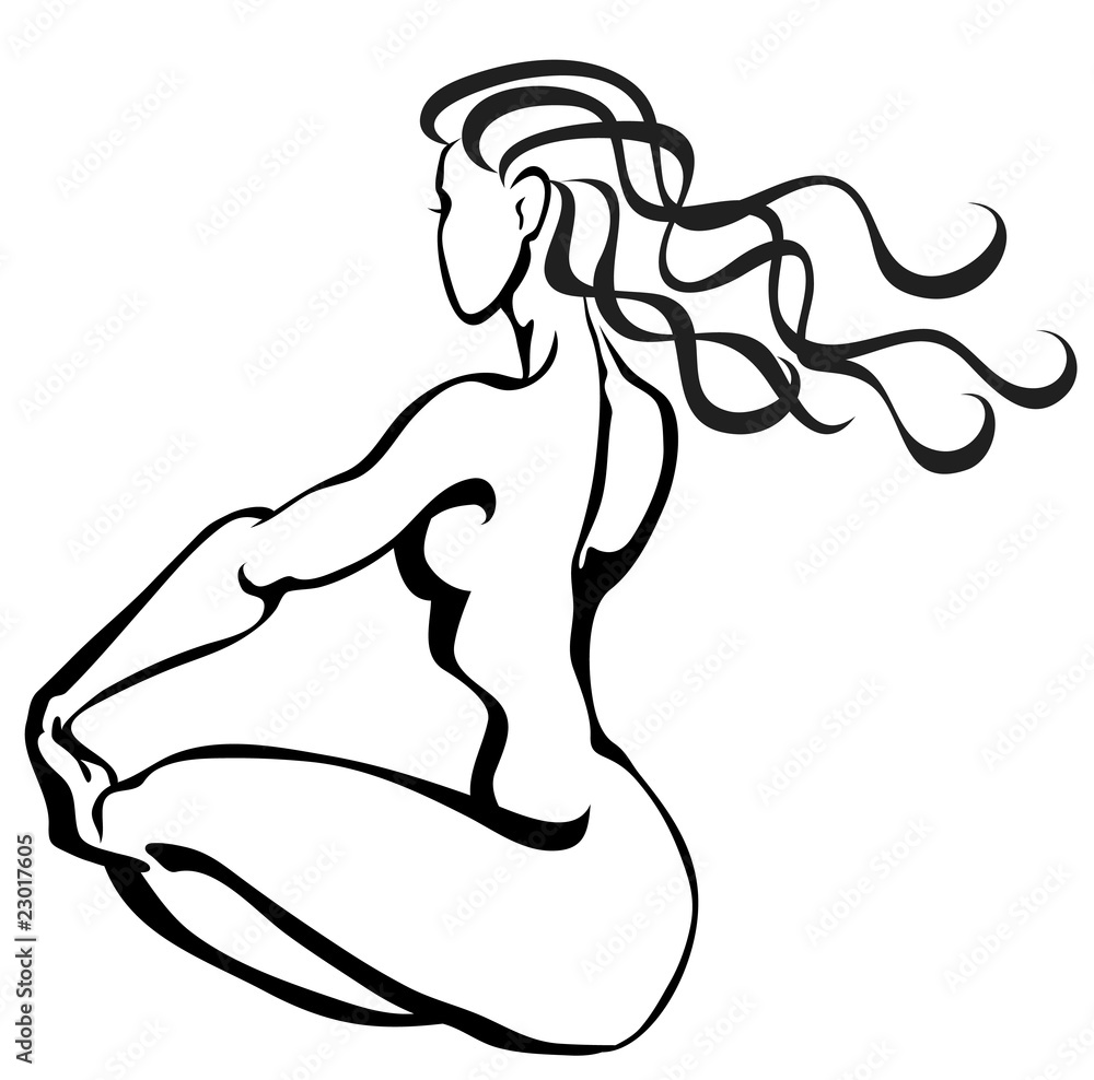 Naklejka Sketch of sitting woman