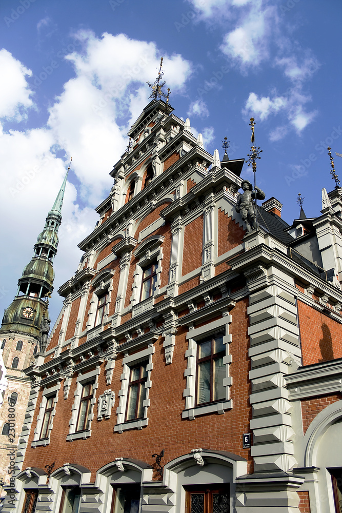The historical monument Blackheads house in Old Riga, Latvia.
