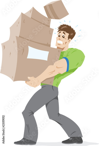Guy carrying boxes.