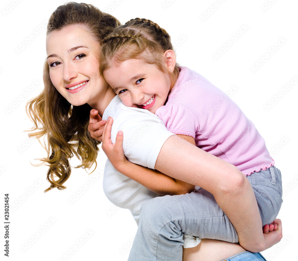 Mother with daughter on her back Mother with daughter on her back