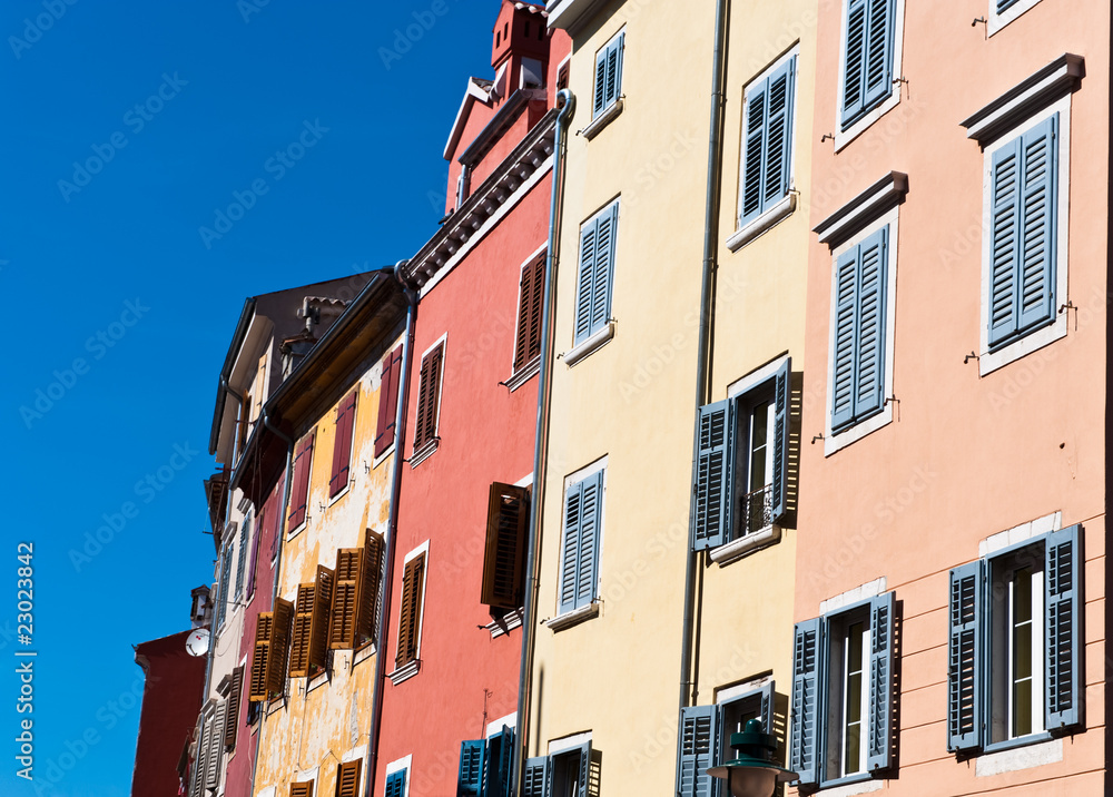 Multicolored Mediterranean building facades