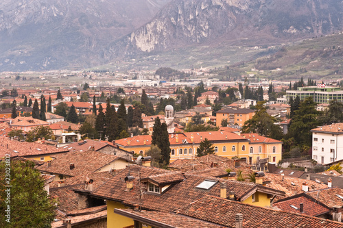 Old  Italian town Arco. High angle view photo