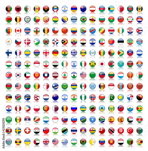 World Flag Buttons with reflection (flags translation version) © treenabeena