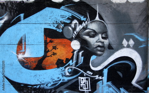 Stampa su Tela reine d'afrique,beauté noire en tag et graffiti